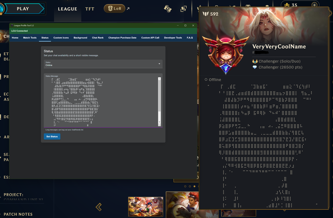 League Profile Tool screenshot